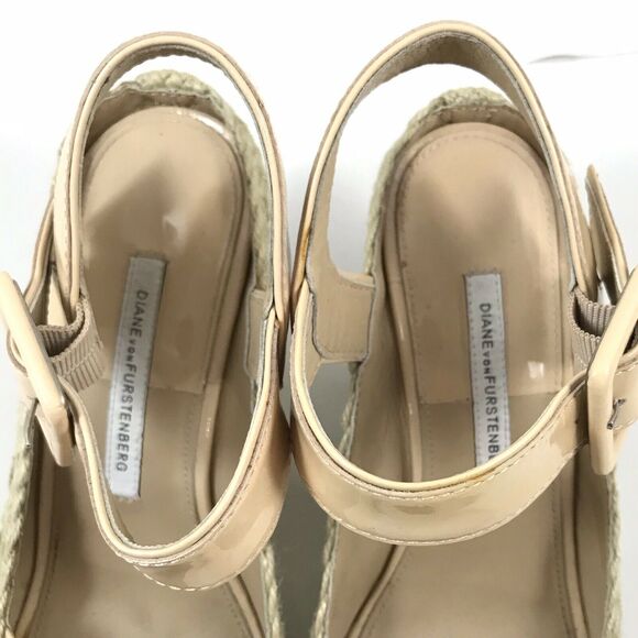 Diane Von Furstenberg Sudan‎ Espradrille Wedge Sandals Patent Shoes Size 6.5M - Picture 9 of 10